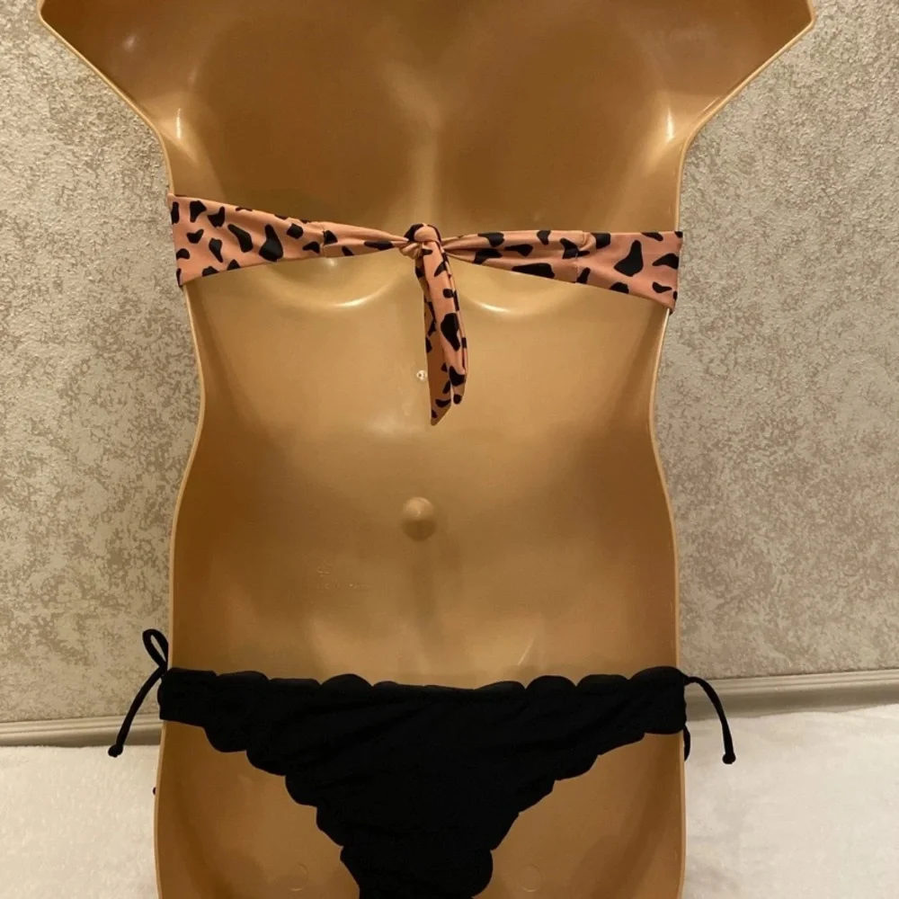 SHEIN Brown and Black Animal Print Bikini Set